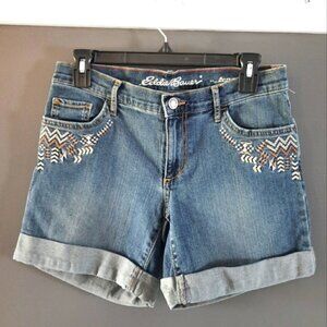 Eddie Bauer Blue Jean Shorts with Patterned Accents